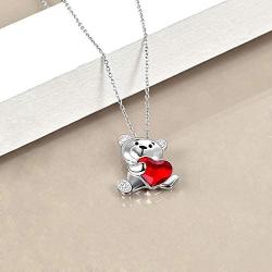 ONEFINITY Bear Necklace Sterling Silver Bear Crystal Necklace Cute Animal Pendant Jewelry for Women Girls