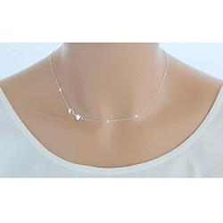 S925 Sterling Silver Jewelry Tiny Delicate Sideways Double Forever Love Heart Choker Necklace, 16+2''