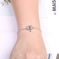TANGPOET 925 Sterling Silver Chakra Daisy Turtle Penguin Flamingo Sloth Anklet Bracelet for Women,Charm Bracelets Sea Turtle Jewelry Gifts for Mom Girlfriend Ladies