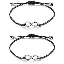 Lanqueen 2pcs Long Distance Friendship Bracelets for Best Friends Women Girls Gift