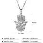 LUSSO Hamsa Hand of Fatima Pendant Necklace Evil Eye Necklace Dainty Fashion Jewelry Egyptian Necklace Good Luck Stainless Steel Pendant Success and Protection Pendant for Men Women