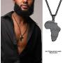 GOLDCHIC JEWELRY African Map Necklace, Tribal/Egyptian Eye of Horus/I Love Africa/Elephant Africa Map Hiphop Necklace Unisex with 22”+2”Adjustable Chain -Customizable Service Gold/Black/Silver Color