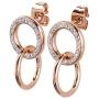 LuckyLy Interlocking Circles Necklace and Earring Set Stainless Steel with Cubic Zirconia