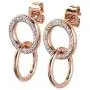 LuckyLy Interlocking Circles Necklace and Earring Set Stainless Steel with Cubic Zirconia