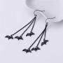Halloween Black Bat Vampire Dangle Earrings Necklace Set Long Dangle Hook Earrings Halloween Costumes Scary Decorations Party Jewellery Gift for Women Girls