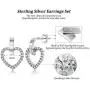 Sterling Silver Stud Earrings for Women Men, 3 Pairs Small Heart Shaped Drop Earrings | Round Cubic Zirconia Stud Earrings Set Dainty Cartilage Earring Tragus Piercing Dangler Jewelry for Girls Lady