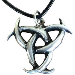 Trilogy Jewelry Pewter Triple Moon Goddess Pagan Pendant on Leather Necklace