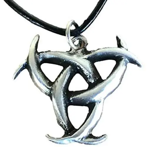 Trilogy Jewelry Pewter Triple Moon Goddess Pagan Pendant on Leather Necklace Trilogy Jewelry Pewter Triple Moon Goddess Pagan Pendant on Leather Necklace