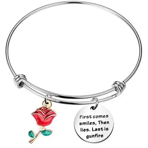 SEIRAA The Dark Tower Inspired Bracelet Gunslinger Gift for Dark Tower Fan First Comes Smiles Then Lies Lastis Gunfire Bracelet SEIRAA The Dark Tower Inspired Bracelet Gunslinger Gift for Dark Tower Fan First Comes Smiles Then Lies Lastis Gunfire Bracelet