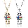 MIXIA Anime Colorful 3D Robot Necklace Hip Hop Mechanic Charm Necklaces Gold Silver Chain Choker Jewelry for Women Men Gift 18''