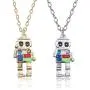 MIXIA Anime Colorful 3D Robot Necklace Hip Hop Mechanic Charm Necklaces Gold Silver Chain Choker Jewelry for Women Men Gift 18''