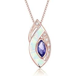 Sinlifu Created Opal Silver Pendant Necklace Amethyst Sapphire Jewelry Gifts for Women