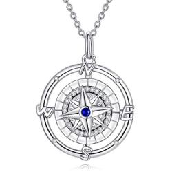 925 Sterling Silver Roating Compass Necklace Follow Your Dreams Pendant Necklace for Men Women Mother Father Day Gift