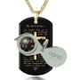 Lords Prayer Crucifix Cross Necklace for Men Onyx Dog Tag Pendant 24k Gold Inscribed Scripture, 20'' Chain
