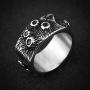 HZMAN Gothic Meteorite Surface Retro Personality Men Women Stainless Steel Ring Size 7-12