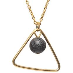 Lava Stone Oil Diffuser Necklace - with Stainless Steel Chain, 17.7'' + 2'' Extender