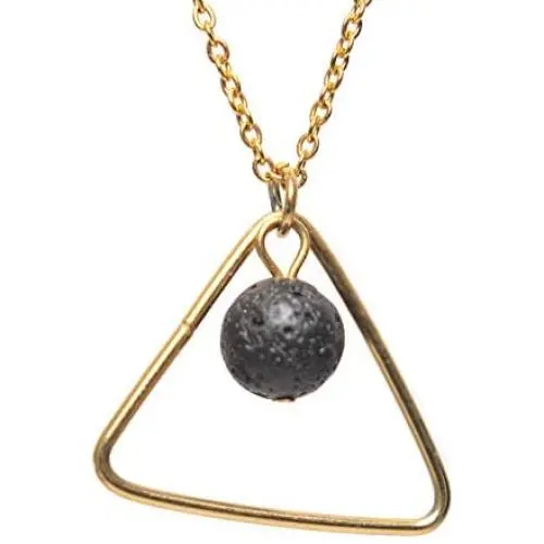 Lava Stone Oil Diffuser Necklace - with Stainless Steel Chain, 17.7'' + 2'' Extender