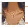 Blufly Layered Moon Pendant Necklace Gold Star Crystal Choker Necklaces Beaded Starburst Necklace Chain Satellite Ball Drop Necklaces Boho Jewelry for Women and Girls