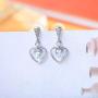 Kesaplan Double Heart Austria Crystal Drop Earrings 18K White Gold Eternal Love Heart Dangle Earrings for Women Birthday Anniversary Jewelry Gifts with Gift Box