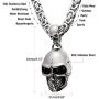 WESTMIAJW Mens Stainless Steel Silver Large Heavy Skull Pendant Necklace Chain Bracelet Set Gothic Punk Biker Jewelry 55/60/70cm