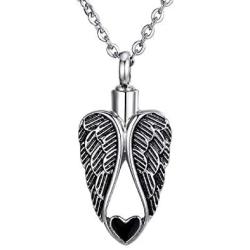 HooAMI Heart Angel Wings Memorial Urn Necklace Cremation Ashes Keepsake Pendant - Funnel Filler Kit