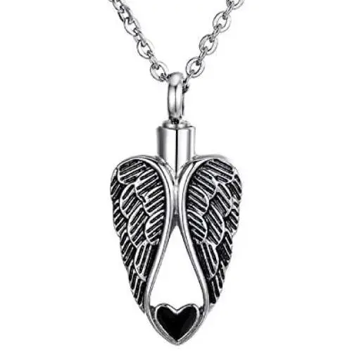 HooAMI Heart Angel Wings Memorial Urn Necklace Cremation Ashes Keepsake Pendant - Funnel Filler Kit HooAMI Heart Angel Wings Memorial Urn Necklace Cremation Ashes Keepsake Pendant - Funnel Filler Kit