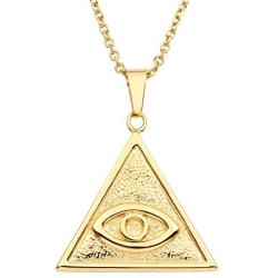 Zysta Unisex Vintage Eye of Providence Ancient Mystic Symbol Triagnle All Seeing Eyes Pyramid Pedant Necklace Stainless Steel with 24 Inches Chain