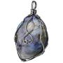 SUNYIK Natural Labradorite Stone Pendant Necklace for Unisex, Handmade Wire Wrapped Irregular Jewelry for Healing