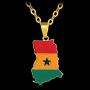Gold Color Ghana Country Map and Flag Pendant Necklaces Charm Ghanaian Jewelry Ghana National Day Gifts