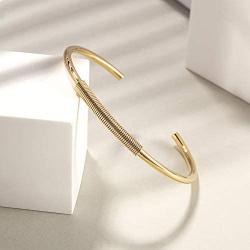 CIUNOFOR Cuff Bracelet for Women Girls Gold Plated Inspired Antique Stainless Steel Twisted Bangle