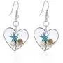 FM FM42 Starfish Seashell Pressed Flower Small Heart Marquise Drop Dangle Hook Earrings