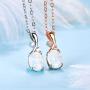 Vintage Opal Pendant Necklace, AILUOR Silver Plated Created Gemstone Oval White Opal Fashion Jewelry for Women Mother Girls - Endless Love