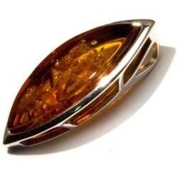 Honey Amber Sterling Silver Large Slider Pendant