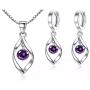 T.Y Sterling Silver Jewelry Set,18k White Gold Plated,Pendant Necklace,and Earrings Set,Comfortable,Delicate Design,Gorgeous Style,Ideal Gift(11 Color)
