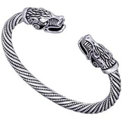 Skyrim Fashion Indian Wolf Viking Wristband Cuff Bracelet for Men and Women