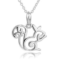 925 Sterling Silver Open Squirrel Pendent Necklace, 18''