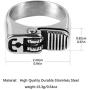 HZMAN Hip Hop Retro Mens Classic Silver Cool Punk Motorcycle Style Stainless Steel Silver Ring