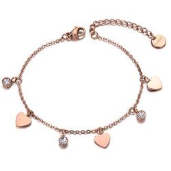 Lokaerlry Trendy Stainless Steel Love Heart CZ Crystal Charm Bracelets for Women Girls Bohemia Chain & Link Bracelet Jewelry