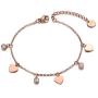 Lokaerlry Trendy Stainless Steel Love Heart CZ Crystal Charm Bracelets for Women Girls Bohemia Chain & Link Bracelet Jewelry