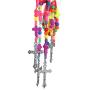 HZMAN Colorful Rosary INRI Crucifix Cross Pendant Prayer Stainless Steel Necklace Jewelry for Women
