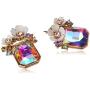 Betsey Johnson Flower Rectangle Stone Drop Earrings