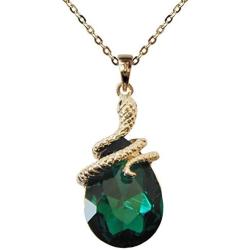 Navachi 18k Gold Plated Water Drop Crystal Green Zircon Az6003p Snake Pendant Necklace 16''+2''