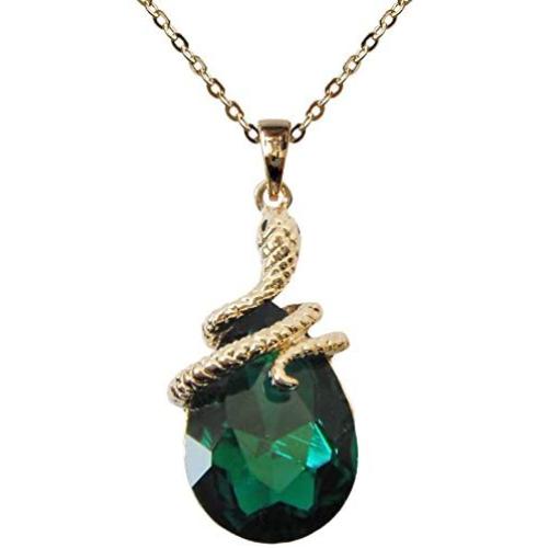 Navachi 18k Gold Plated Water Drop Crystal Green Zircon Az6003p Snake Pendant Necklace 16''+2''
