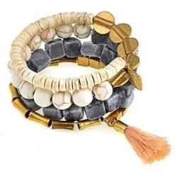 DAVIDAUBREY David Aubrey Priscilla White Stone Tassel Bracelet