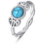 925 Sterling Silver Infinity with Celtic Knot Turquoise Solitaire Rings, Turquoise Jewelry Valentines Day Gift for Women Girlfriend Unisex Adult with Gift Box