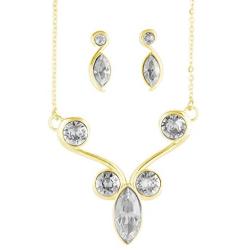 Ortiz espinosa Set of Necklace and Earrings for Women with Swarovski Crystal, 14k Gold Plated and Rhodium, Elegant, Shiny, Hypoallergenic, Jewelry for mom, Friends, Partner or Yourself