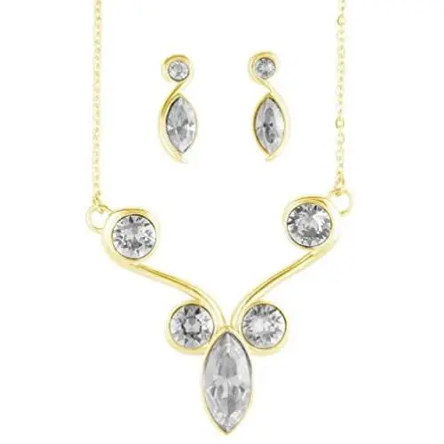 Ortiz espinosa Set of Necklace and Earrings for Women with Swarovski Crystal, 14k Gold Plated and Rhodium, Elegant, Shiny, Hypoallergenic, Jewelry for mom, Friends, Partner or Yourself
