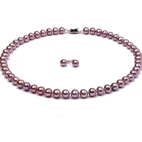 JYX Pearl Necklace Set AAA Quality 7-8mm Round Freshwater Cultured Pearl Necklace and Earings Set JYX Pearl Necklace Set AAA Quality 7-8mm Round Freshwater Cultured Pearl Necklace and Earings Set