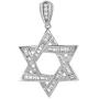 1 inch Sterling Silver Baguette Cubic Zirconia Star of David Necklace Rhodium Finish 16-24 inch