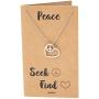Quan Jewelry Gifts for Women, Love Heart Peace Sign Pendant Necklace, Handcrafted Jewelry in Silver Tone with Inspirational Greeting Card